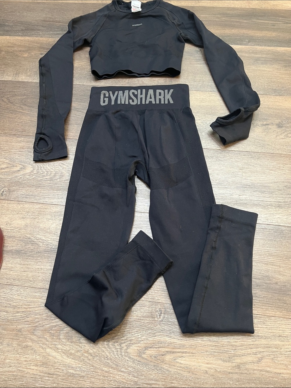 Gymshark Black Seamless High-Waist Leggings with Crop Long-Sleeve Top